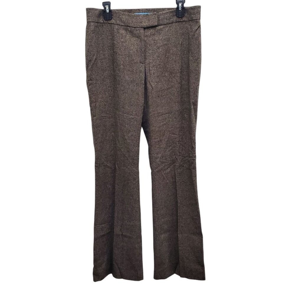 Antonio Melani Women's Brown Metallic Flecked Flat Front‎ Wool Blend Trousers 8